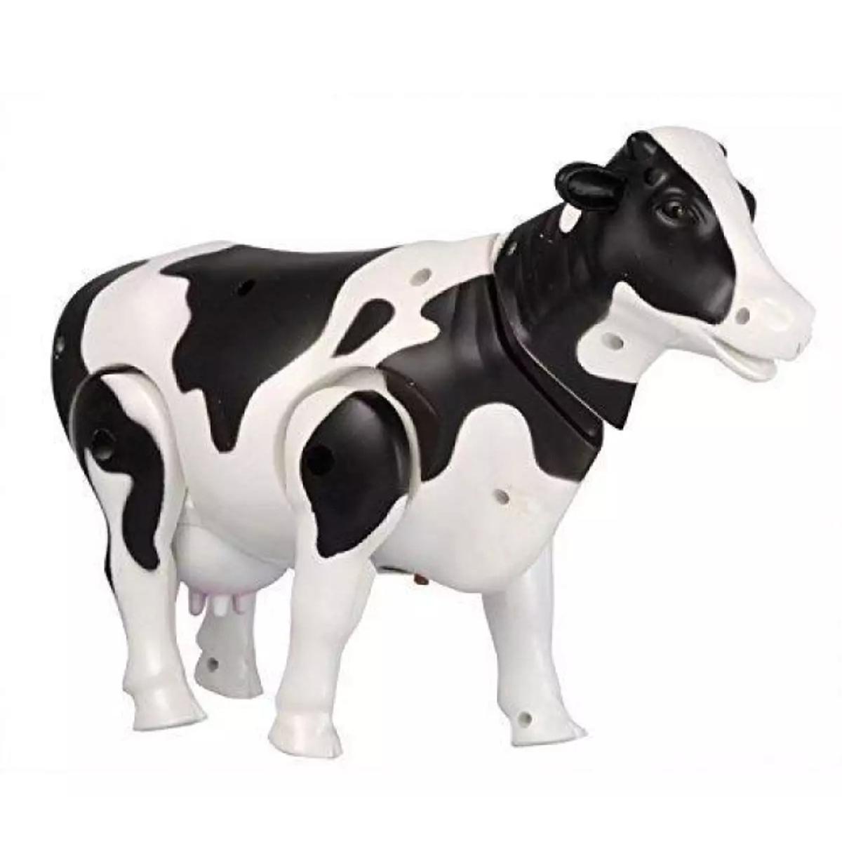 Musical and lightning Funny Walking Milk Cow Toy , Black and White,Large size