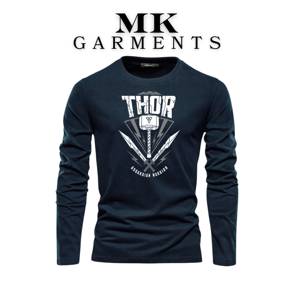 MK Garments - Thor Printed New Trending Desighn  Premium Full Sleeve T-Shirt Round Neck Casual Wear T-Shirt For Mens