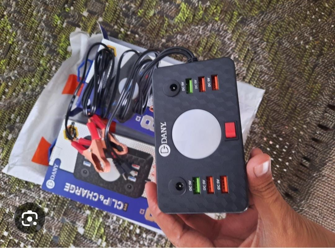 C-1 / C1 clipper charger / clip charger / charger with LED Light 6 USB ports ( Battery DC Solar Mobile Phone Charger Adapter + USB Battery Clamp + Power Cable