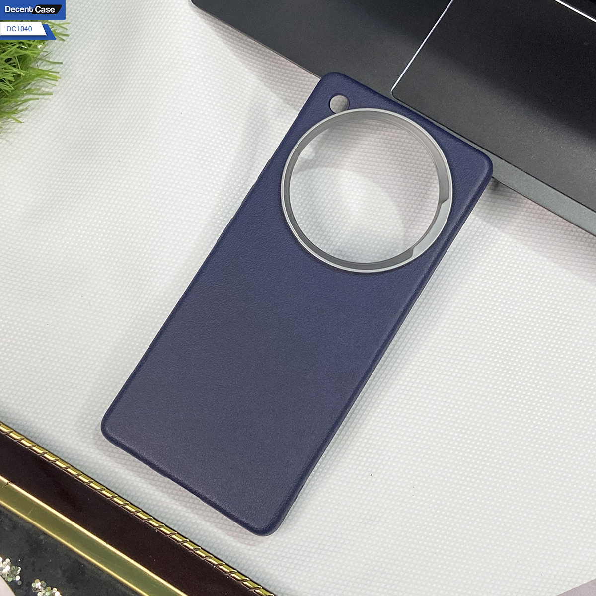 Infinix Zero 40 Cover - Light Gray - New Leather Texture Metal Ring Phone Case – Slim Soft Protective Back Cover