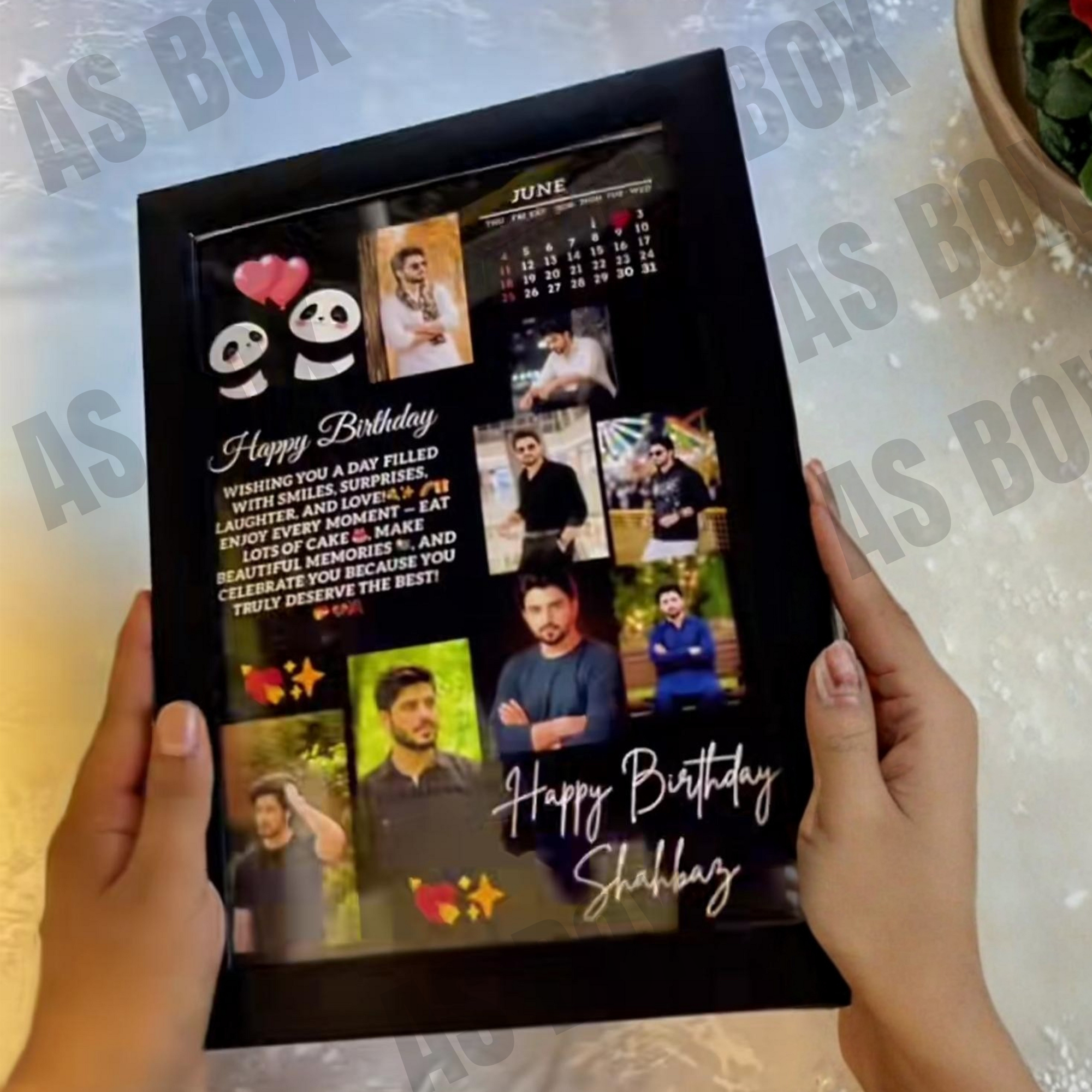 🎁 Personalized Birthday Photo Frame | Custom Photo Collage with Name & Calendar Gift
