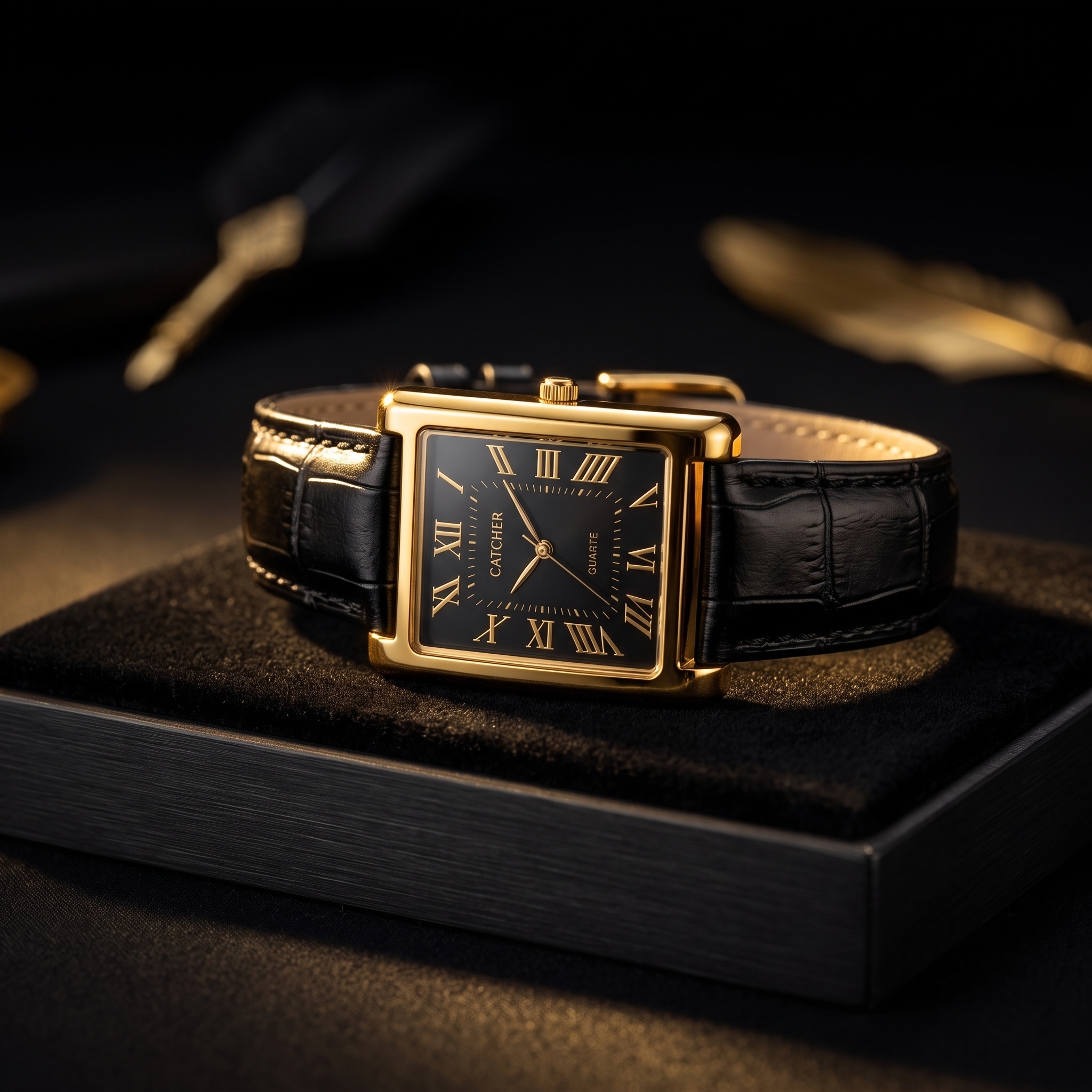 🔥Luxury Men's Leather Strap Rectangular Roman Dial Quartz Watch | Classic Formal Wrist Watch for Men | Premium Business Casual Watch