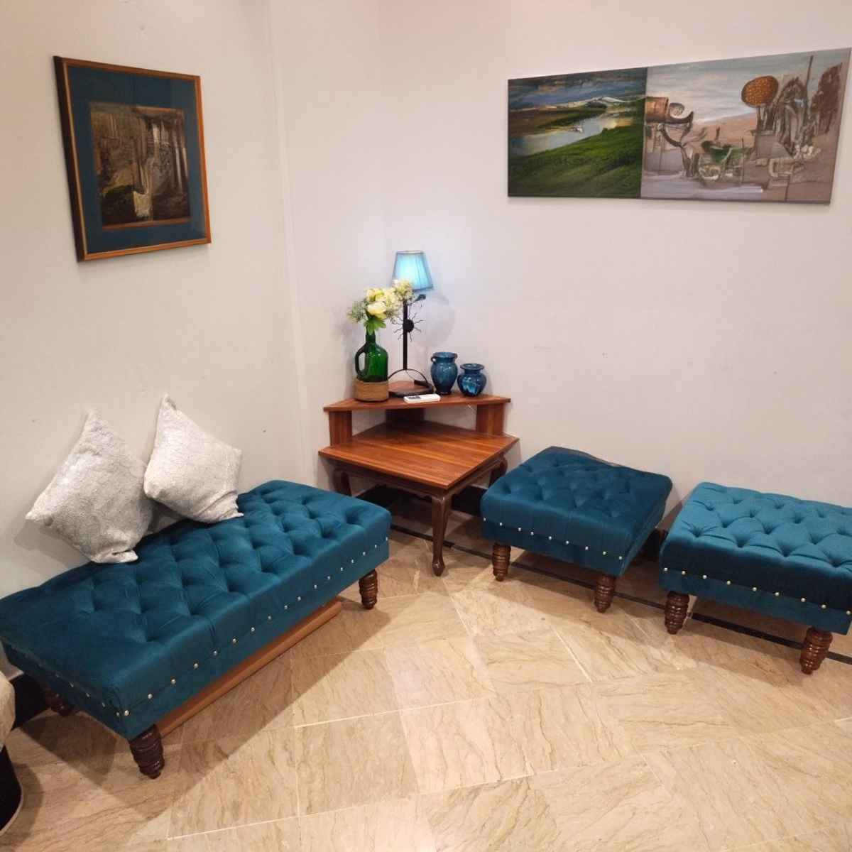4 Seater Puffy Sofa Set Fabric Velvet Best Price Furniture Sofas | Customize in All Colors | Home Decor | Comfortable Couch with Single & Double Seats | Stylish Modern Design | Special Offer