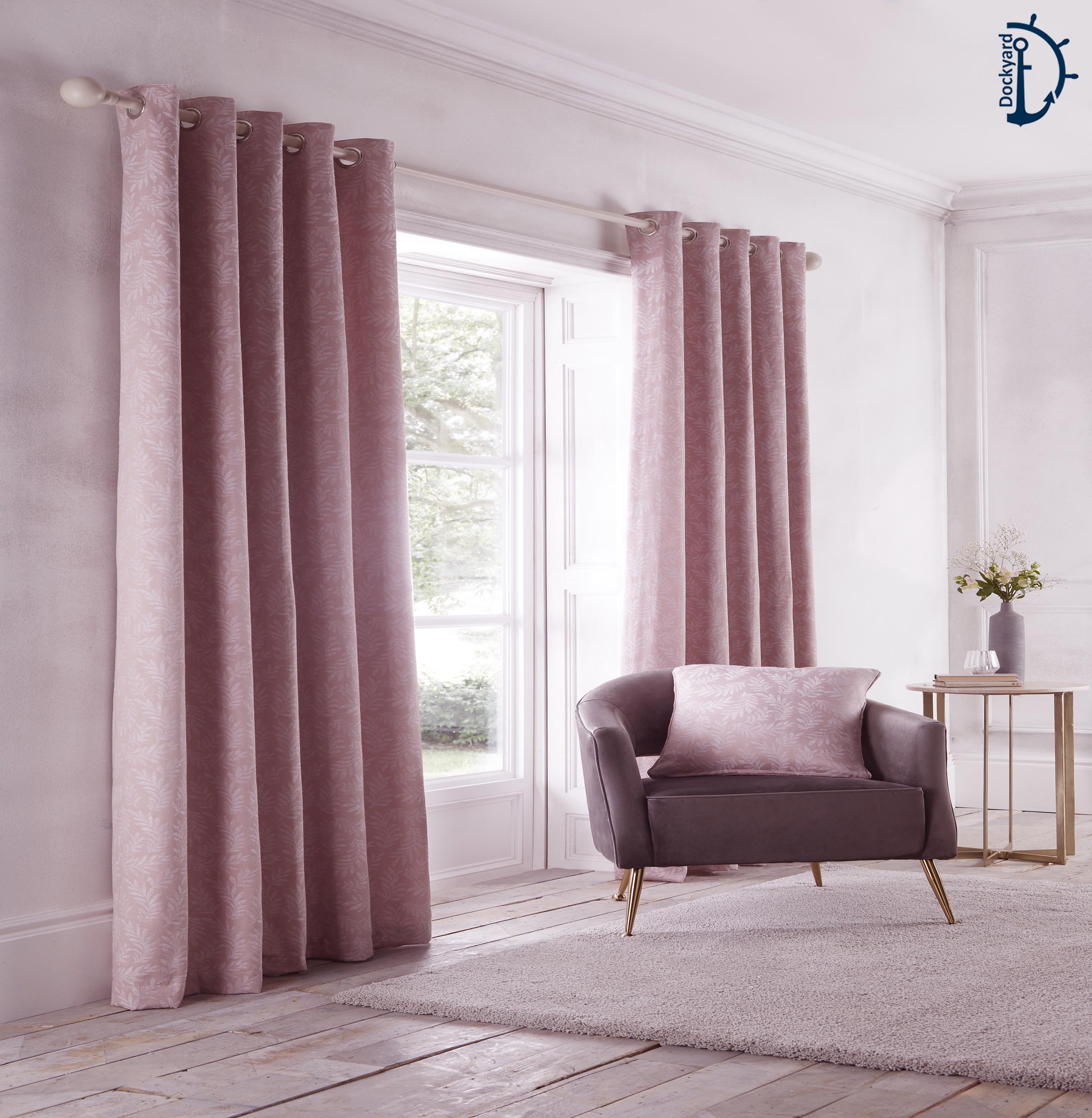 Dockyard PREMIUM Jacquard Ring Curtain Pair, lined curtains for 5 to 6 inch wide window - Rings/Eyelet FancyCurtains