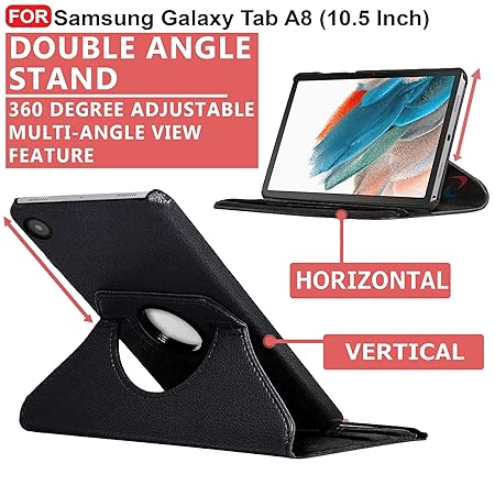 For CASE Samsung A8 2021 10.5" Cover Tablet Book Case, Tab Rotate 360" Book tablet Cover for Model X200 / X205/ X207