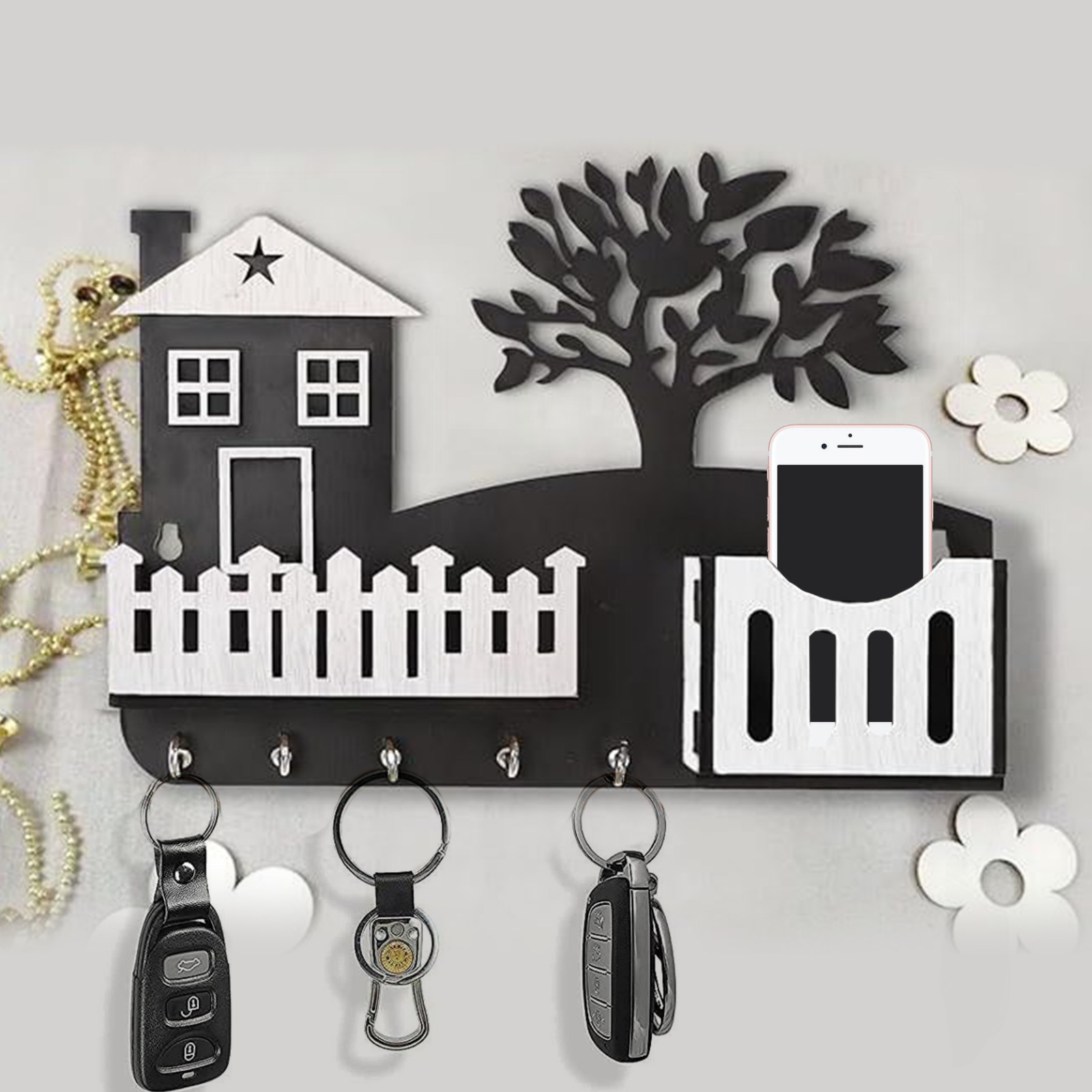 Mister Traders Brand Wooden Key Holder I Key Holder Wall I Key Holder For Wall I Key Holder Wall Hanger I Key Holder Wall Hanging I Key Holders I Home Design Key Holder I Decorating items I Decorating items for home I Decoration Pieces