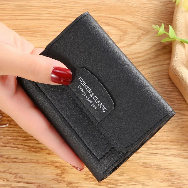 Mini Stylish Wallet for Girls PU Leather Short Card Holder Compact Design