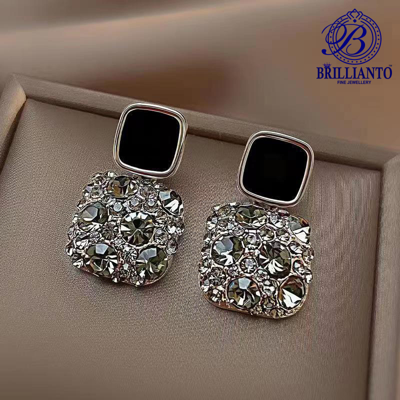 Crystal Square Earrings For Girls and Women Black Purple and White Simple Stylish New Design Korean High Quality Drop Earrings