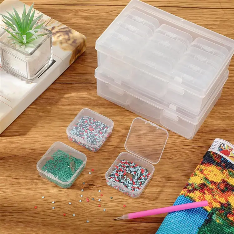 24Pc Small Bead Organizer Plastic Storage Organizer Craft Containers with  2Pc Hinged Lid Craft Cases