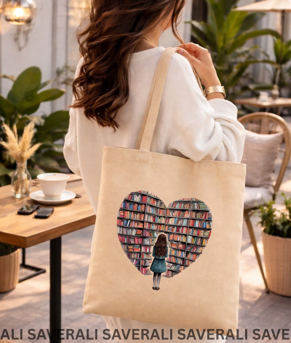 Floral Printed Black Canvas Tote for Her