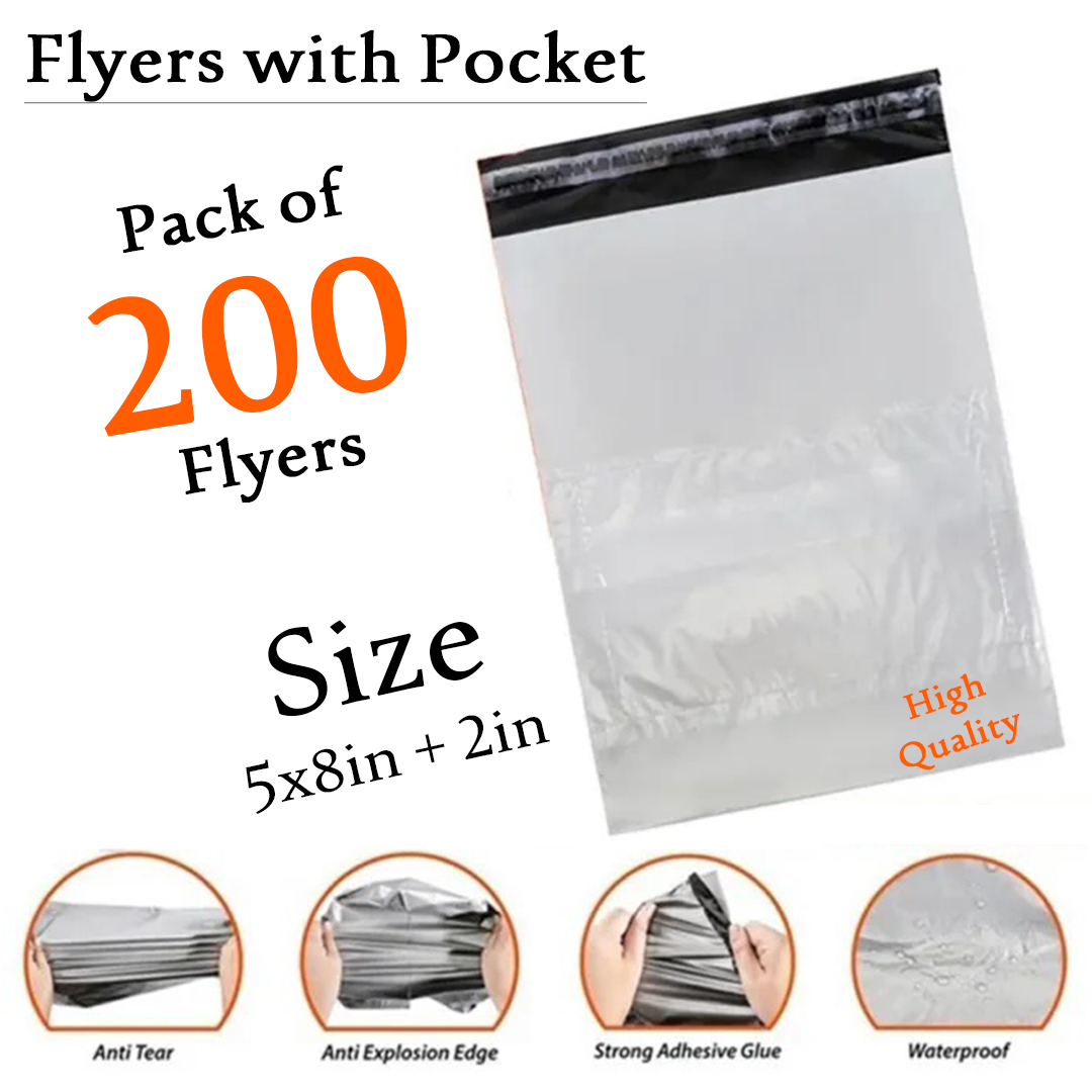 Flyers 5x8, Pack of 50, 100, 200 Shipping Flyer with Pocket, Delivery ...