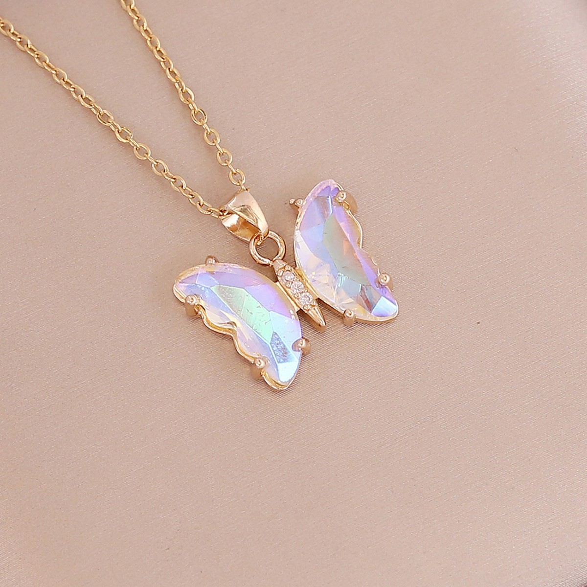 New Korean Ins Crystal Butterfly Pendant Necklace Girl Daraz.pk