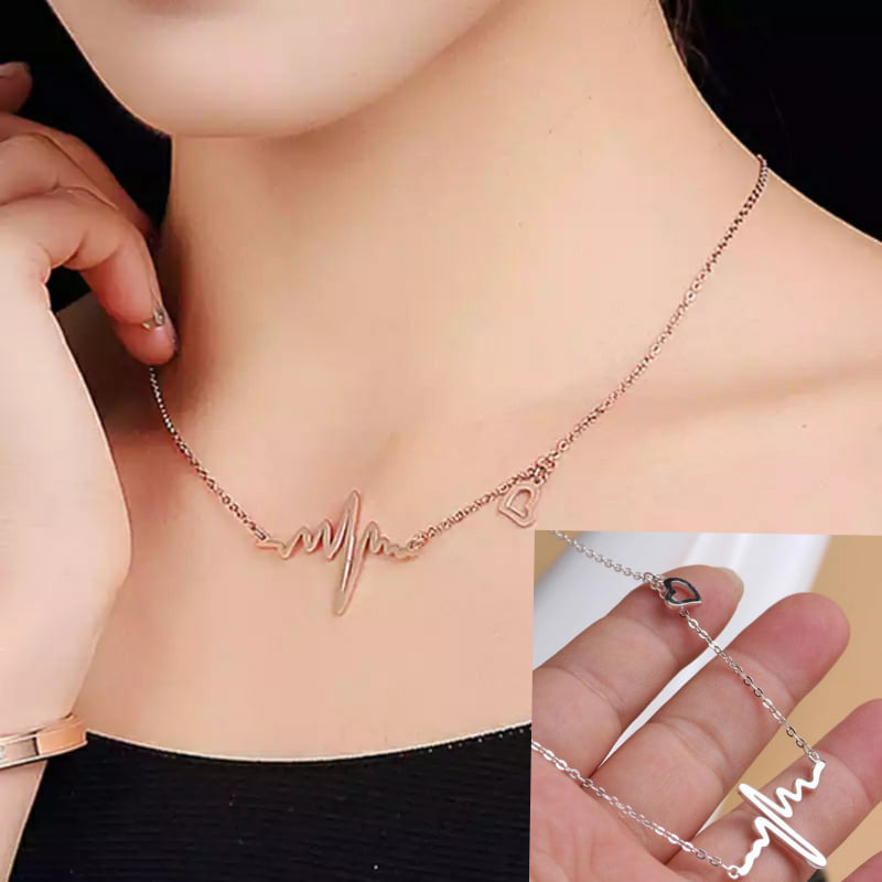 ECG Heart Beat Necklace For Girls & Women - Silver & Gold Color