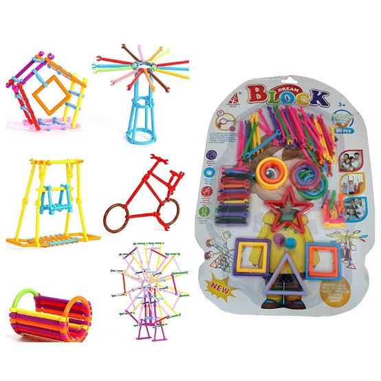 Dream Colorful Activity Sticks Building Blocks Toys for Boys Girls Kids Children Magic Building Kit Colourful Plastic Building Stick Kits, Connector Set