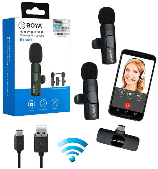 WIRELESS MIC K9 Dual Microphone Mic Plug & Play USB Type C Plug Wireless Lavalier Microphone | Mini Lapel Microphone Wireless Mic For Recording YouTube_Facebook_ Interview Auto Sync Noise Reduction NO APP or Bluetooth Needed- Dual Mic