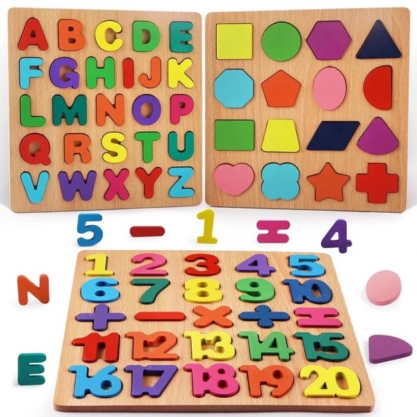 Wooden Alphabets for Kids: Engaging ABC Alphabet Puzzle & 123 Wooden Board for Early Learning - Colorful Educational Toys Featuring Wooden Alphabet Letters, Numbers and Shapes - Perfect for Toddlers and Preschoolers to Explore ABC Alphabets, Wooden Shapes