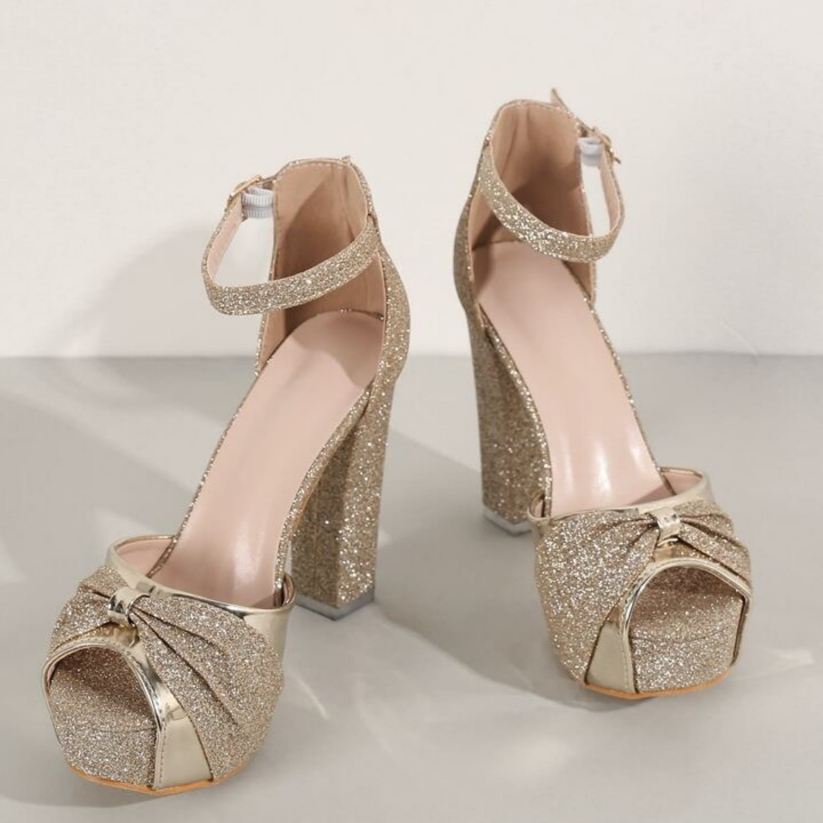 Women Fashion Glitter Block Heels Sandal Best For Every Function Bridal Wear Party Wear