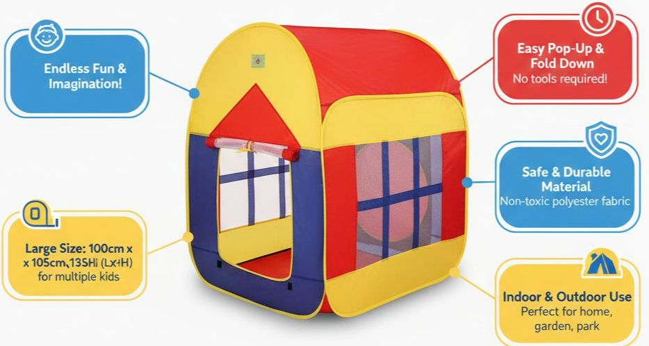 Play House Tent for Kids - Multicolor