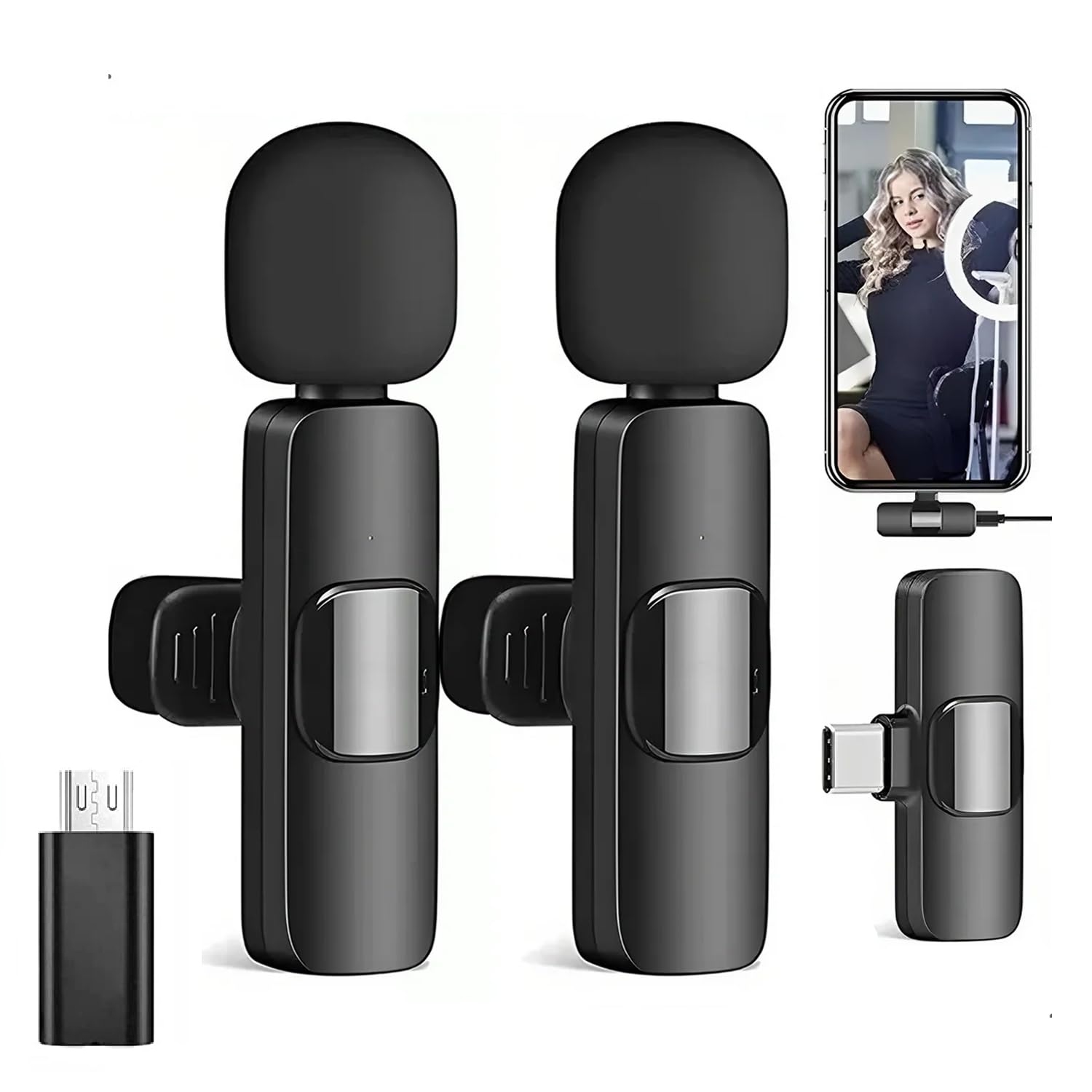 Wireless MIC Type C/Lighting/Android Wireless Single/Double Microphone For Interview, Vlogging , Podcast