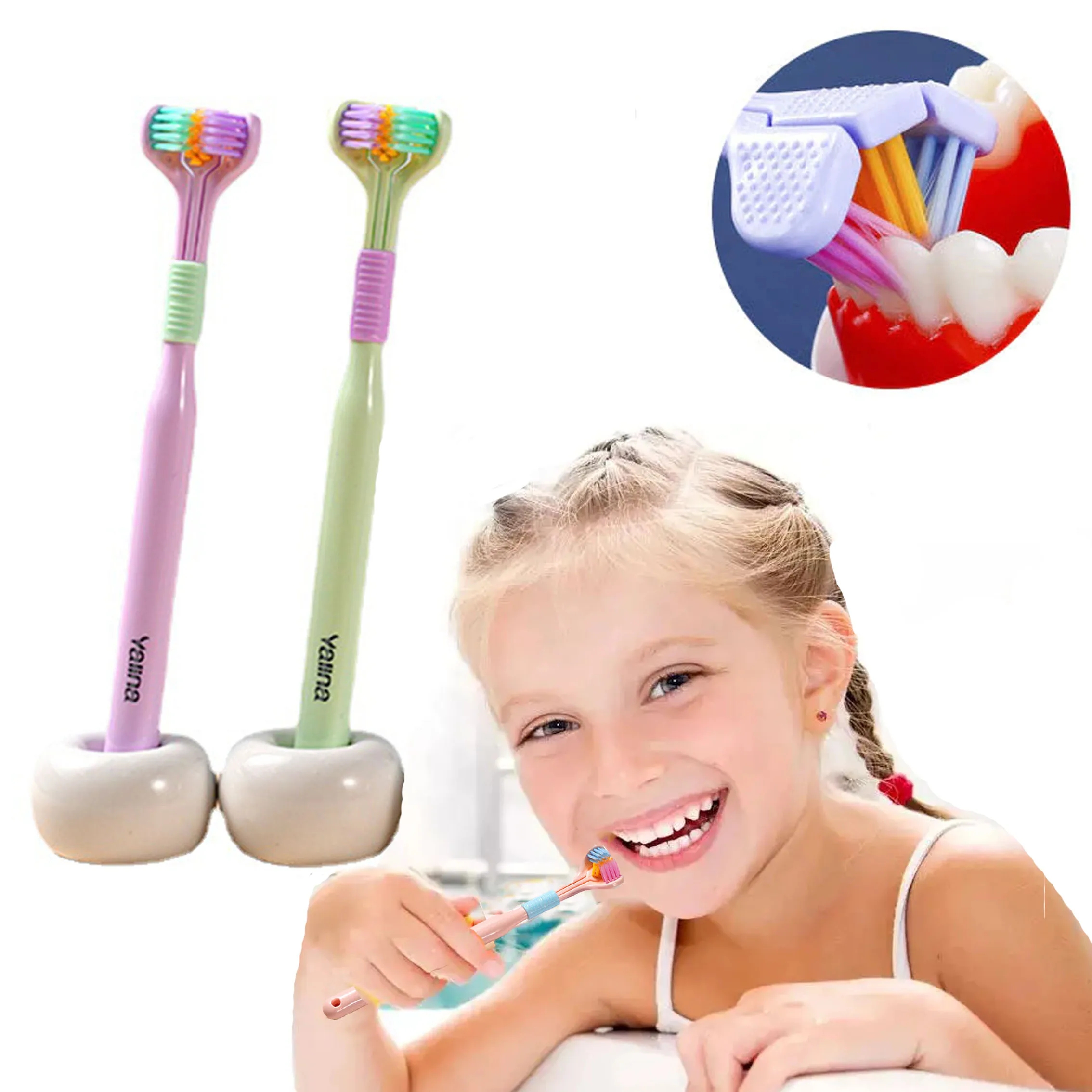 Three Sided Soft Toothbrush Ultra Fine Soft Bristle Adult Toothbrush Oral Care Safety Teeth Brush