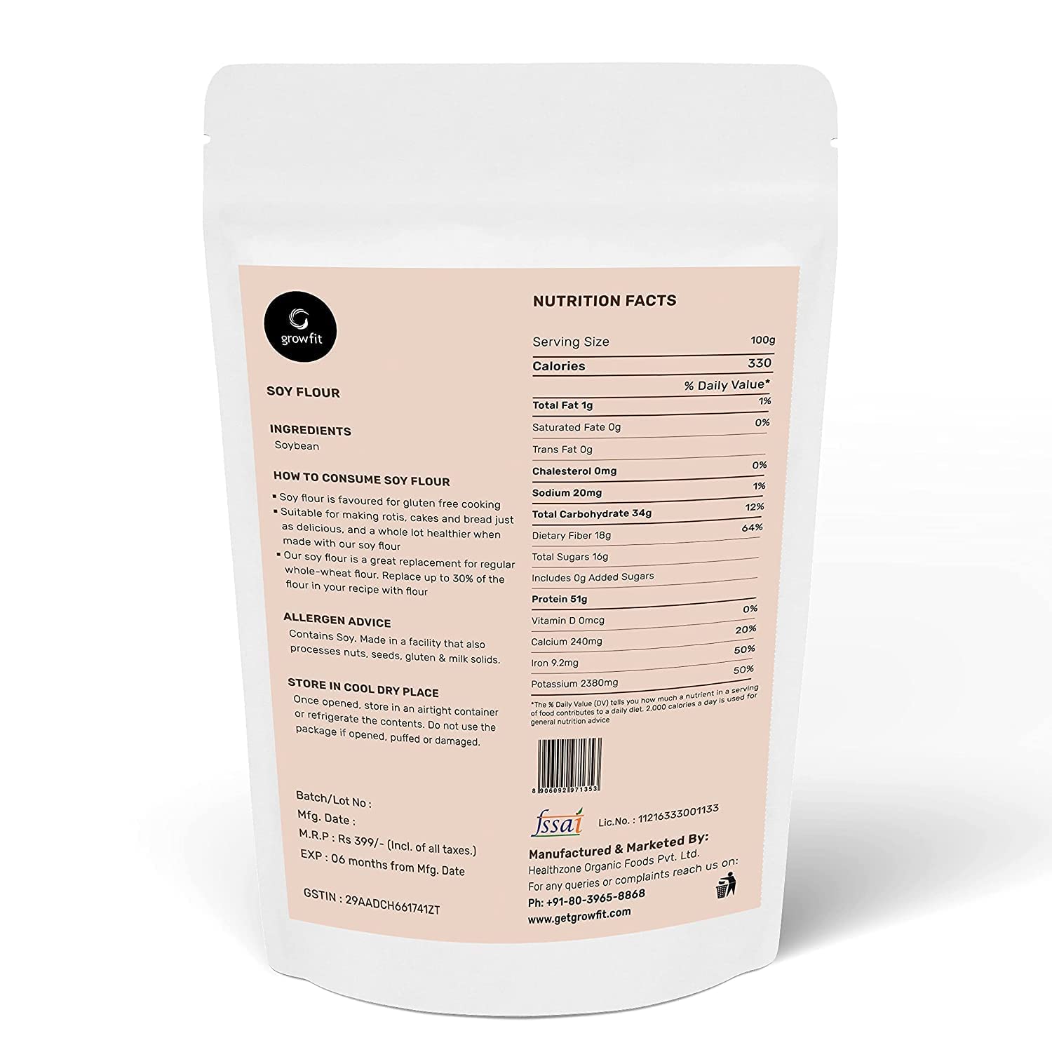 Soyabean flour/Soya flour/High Protein Atta of soya bean flour-1kg
