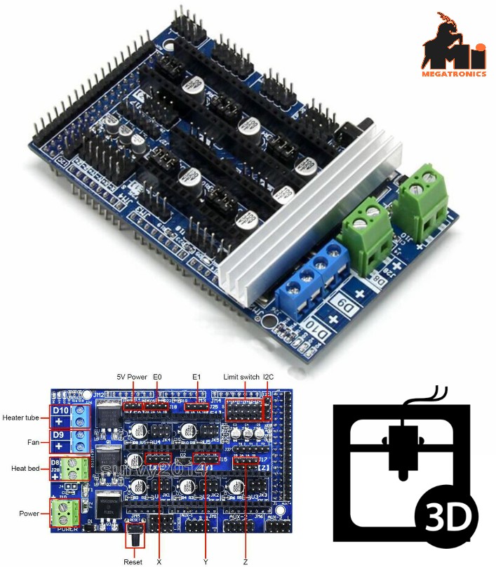 Controller With Ramp Input 3D Printer Controller Board for RAMPS 1.6 Upgrade Base On Ramp 1.4 1.6 ...