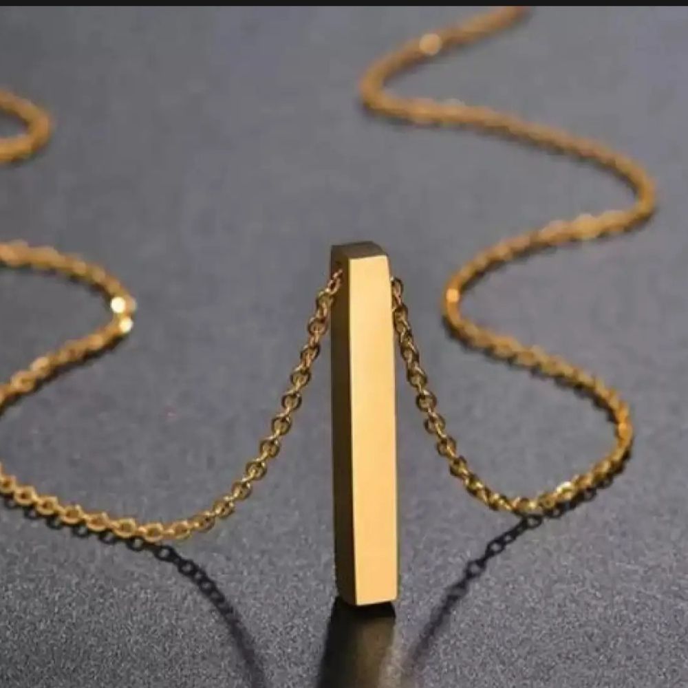 Combo Pack of 3 Golden Stick Bar Locket, Golden Challa & Golden Kara For Men & Boys