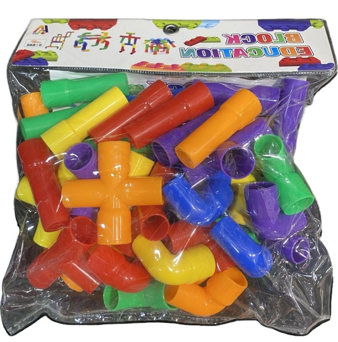 50 pes Educational pipe Blocks-Colorful Creative Pipe Puzzle Building Blocks for Kids / Pipe Puzzle Building