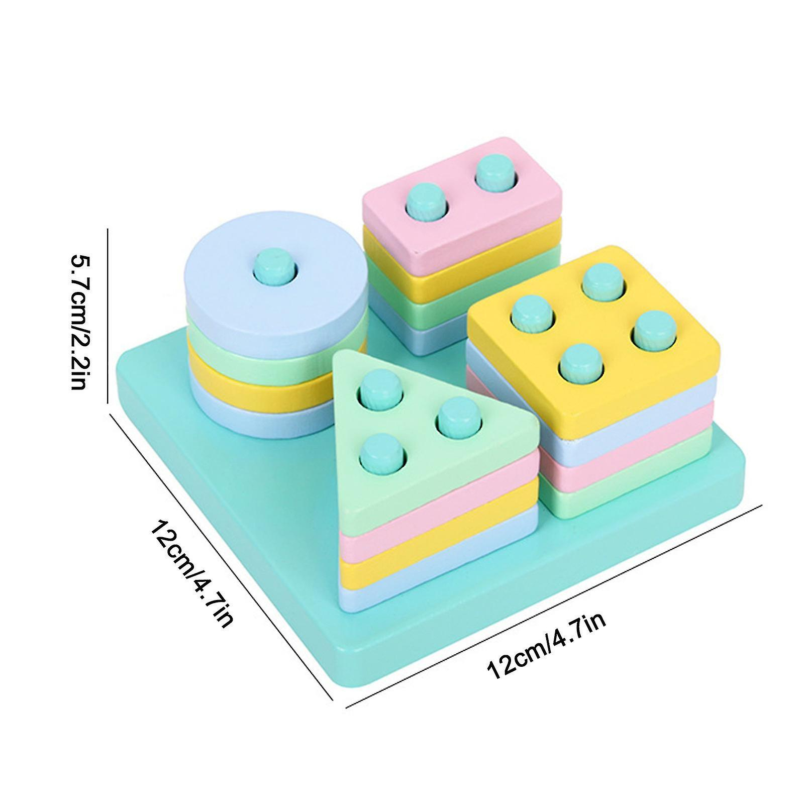 Lewo Wooden Puzzle Toddler Toys Shapes Sorter Preschool Geometric Blocks Stacking Games for Kids Geometric Shape Sorter