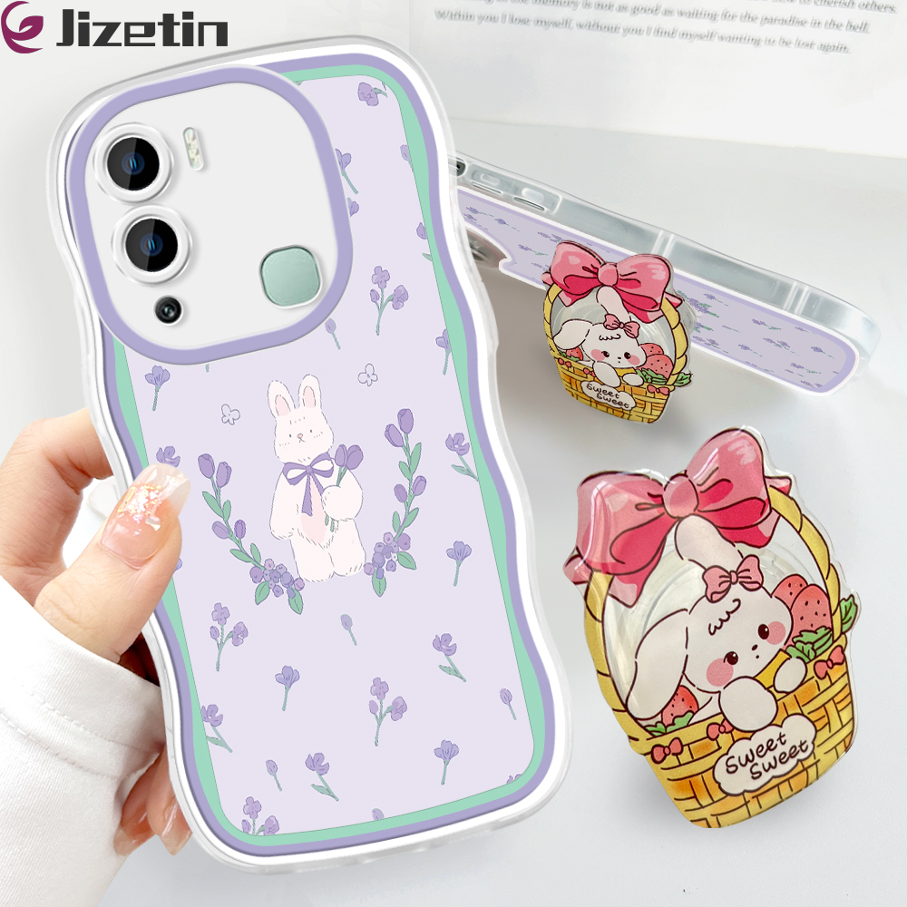 Jizetin for Infinix Hot 12i Back Cover Free Pop Socket Flower