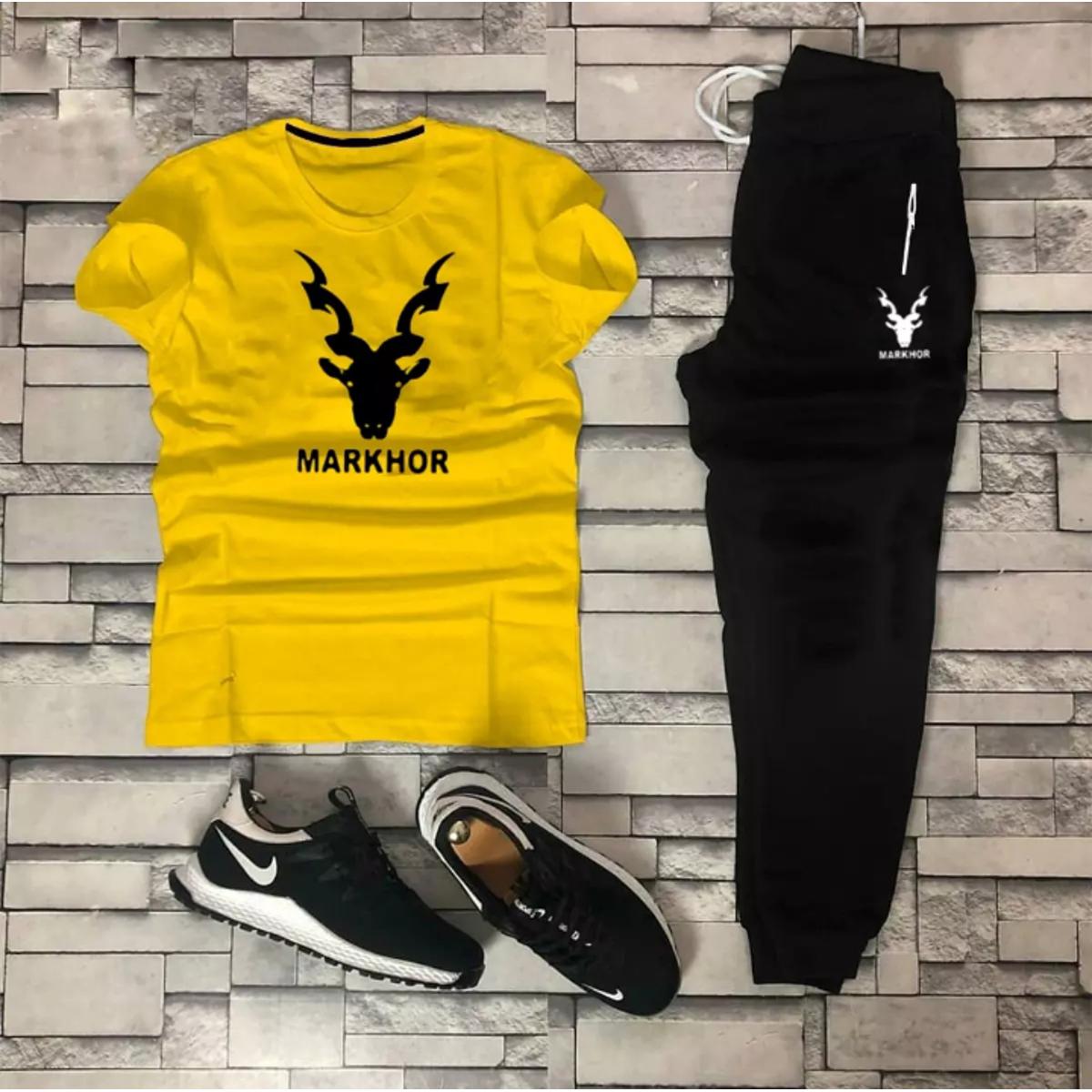 Black Trendy Printed Tracksuit For Men and Boys - Soft and Comfortable Fabric T Shirt and Trouser Printed Tracksuit