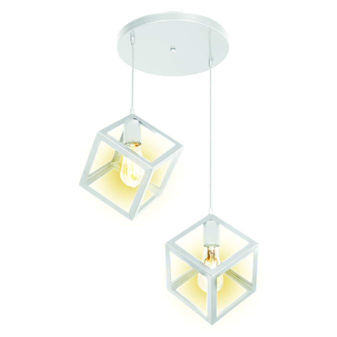 3in1 Base Square Cube Hanging Lamp / 2in1 Base Square Cube Hanging Lamp, Ceiling Lamp, Pendant Lamp, For Home, Office, TV Lounge, Bed Room, Led Light, Led Bulb, Filament Bulb