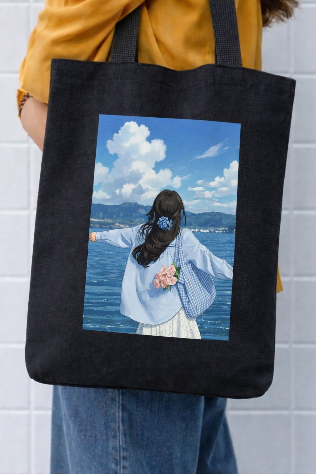 Trendy Free bear Tag Printed Tote Bag For Girls & Women