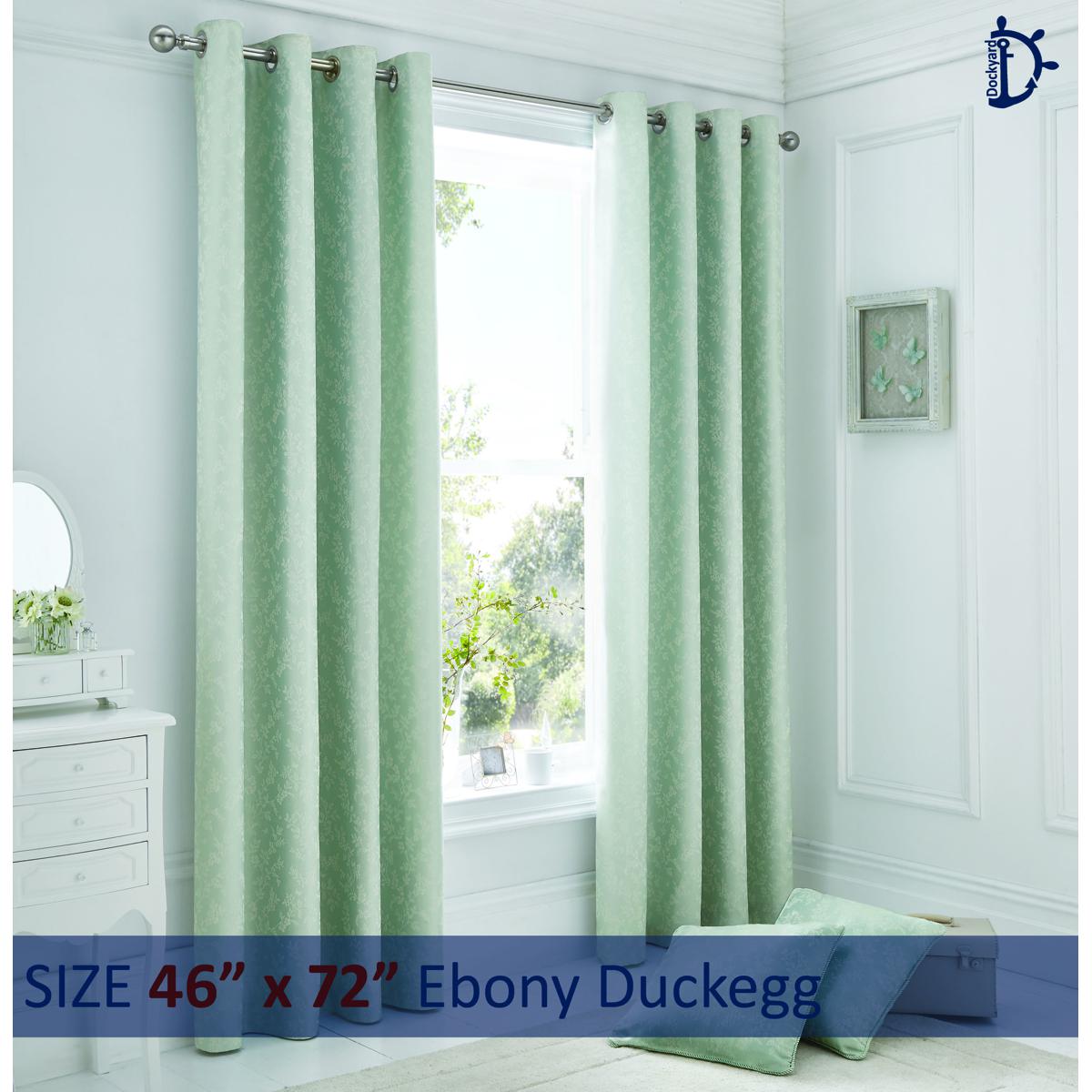 Curtains Set, Jacquard Eyelet Curtains - Ebony Duck Egg - Pack of 2