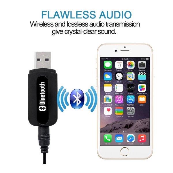 USB Portable Bluetooth Wireless Audio Music Receiver Dongle Car Audio BT Adaptor And AUX Cable