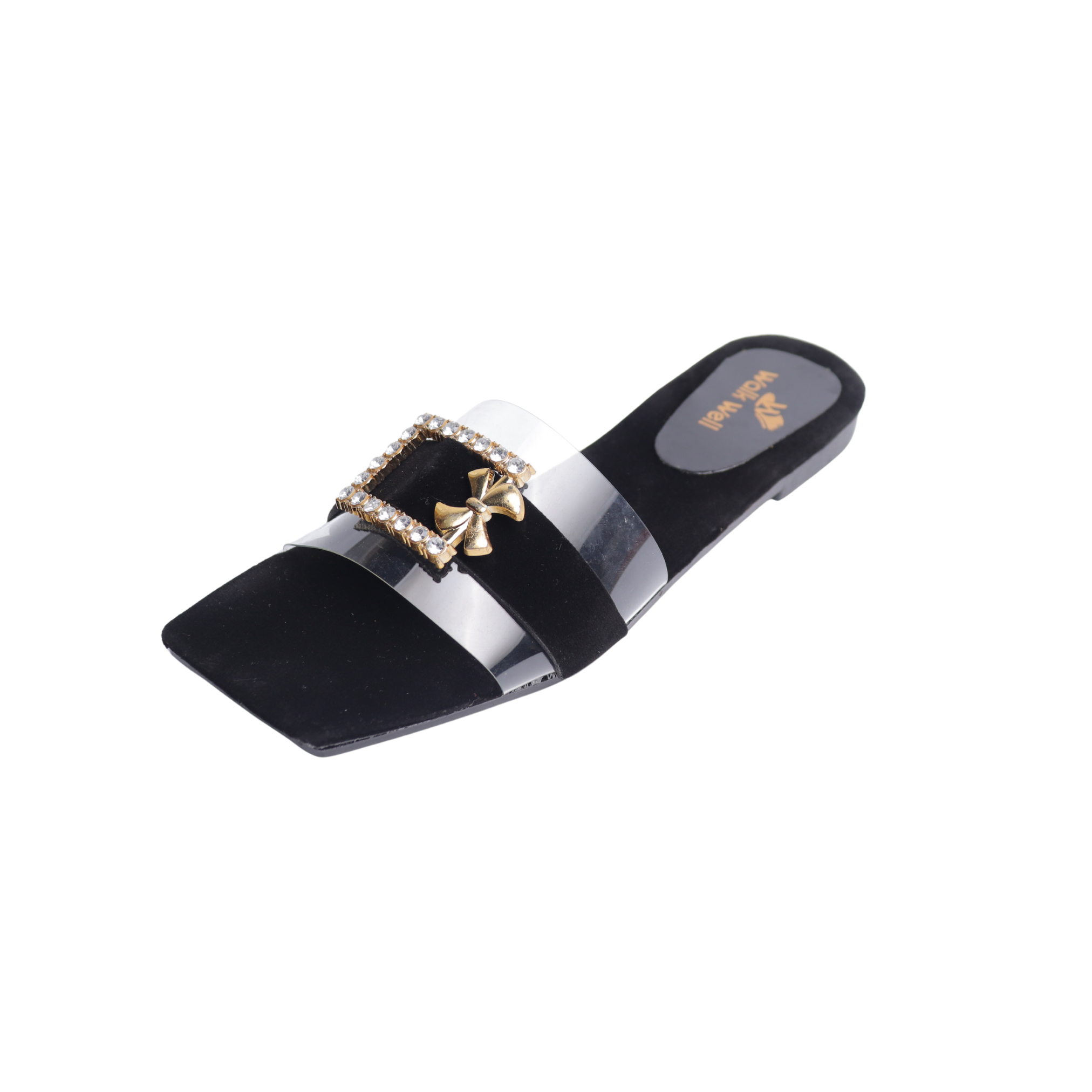 Ladies Velvet Slippers for Women | Fancy Buckle Bow Flat Sandals | Black & Maroon
