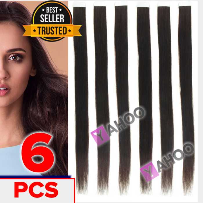 Hair Wig 6 Pieces Dark Brown Single Clip Hair Extension For Girls
