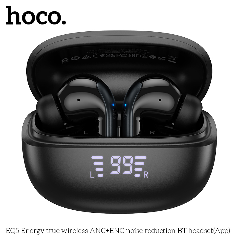 HOCO EQ5 Energy TWS Wireless Earbuds | ANC+ENC Noise Cancellation | Bluetooth 5.3 | 7H Playtime | LED Display | Dual Device Support