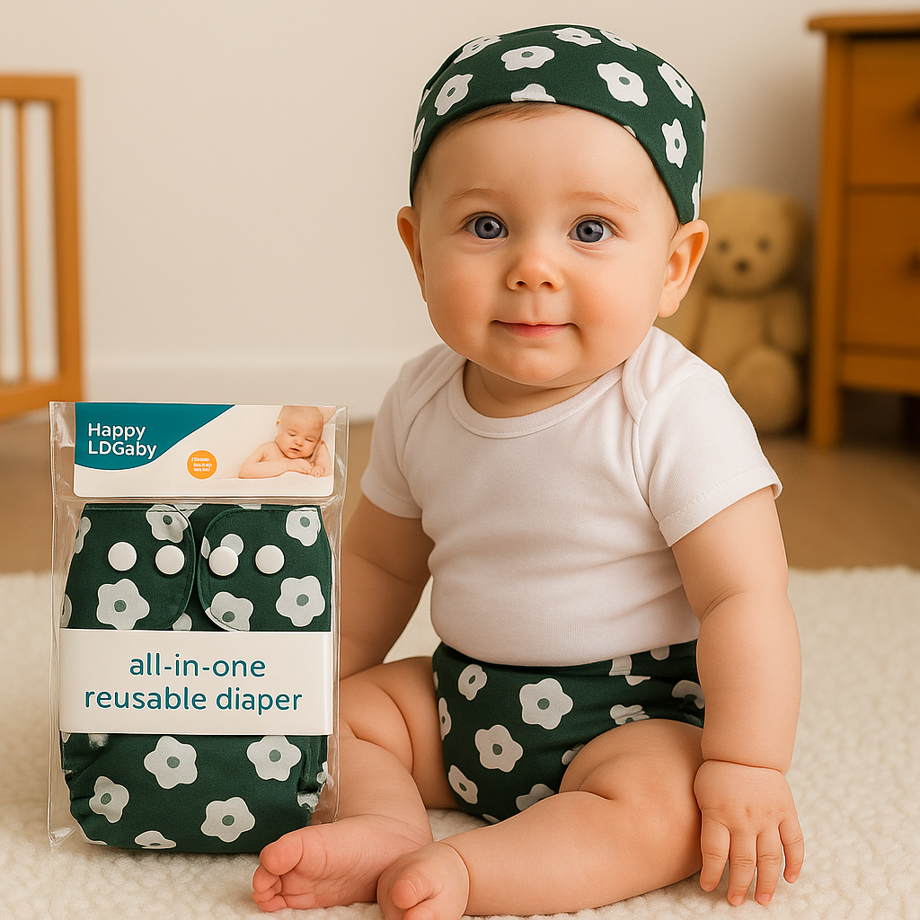 Pack of 2 Washable Baby Cloth Diapers | Adjustable Reusable Nappy with Snap Buttons | Eco-Friendly & Soft for Infants