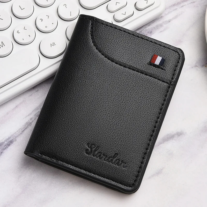 Premium Black Leather Wallet for Men Slim Bifold – Stylish Gents Wallet with Card Holder & Cash Compartments, Luxury Minimalist Design Mens Wallet, Durable PU Leather Purse for Men, Compact Lightweight Wallet for Daily Use, Elegant Black Vallet for Men