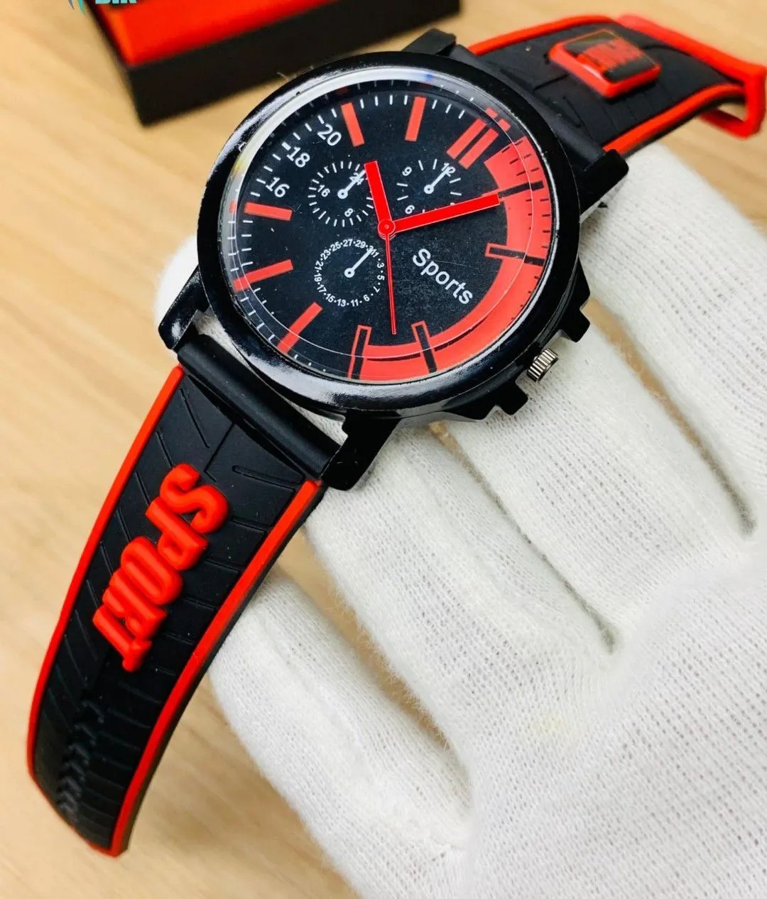 Rubber Step Watch For Boys Sports Look & Stylish Red & Black Sports Wrist Watch – Analog Quartz Watch with Durable Rubber Strap – Casual & Trendy Design for Daily Use