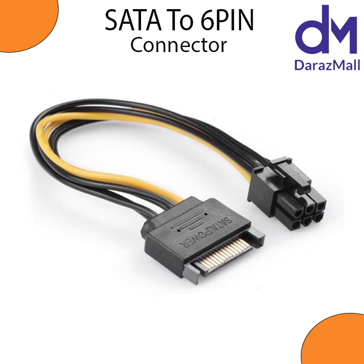 SATA To 6pin Adapter For GPU Grapic card Adapter SATA Power Female To 6 Pin Male Sata to PCI-Express Graphics Card Power Cable Connector