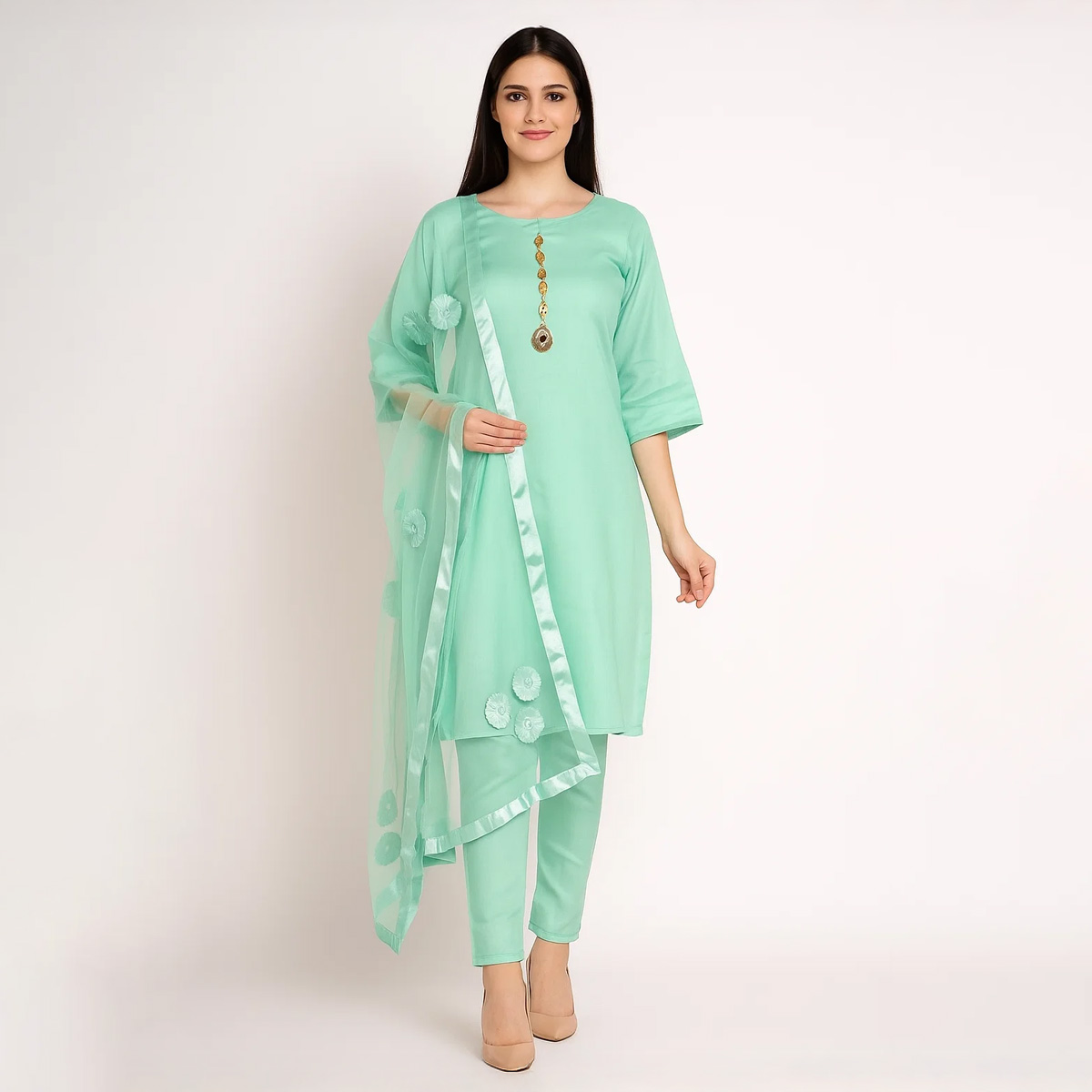 Rubika Fashion Unstitched 3Pc Katan Silk Suit For Women All-Season Silk Fabric, Traditional Formal Style Multiple Color