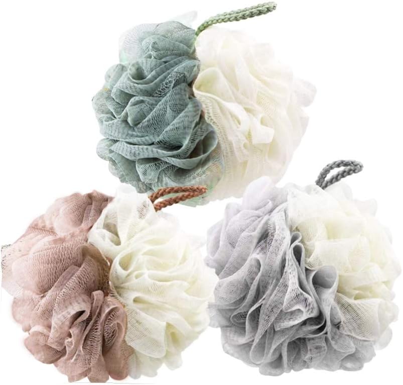 Pack of 3 Bathing Net Bath Ball Bath Shower Sponge Loofahs Mesh Pouf ...