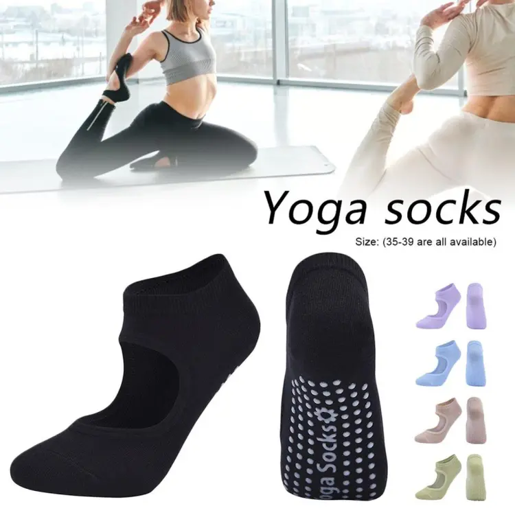 Cotton Backless Ballet Yoga Socks with Straps, Size:One Size(Light