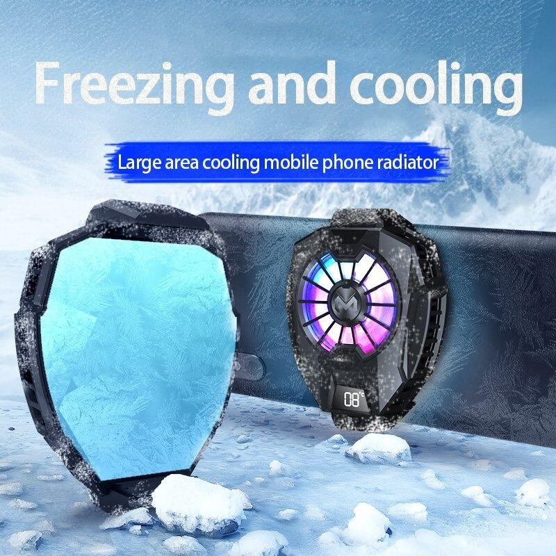 MEMO DL05 Phone Radiator – Phone Cooler – Cooling Fan for Mobile – Phone Cooler for Pubg – Mobile Phone Cooling Radiator Heat Sink for Gaming – Phone Cooling Fan with Temperature Display, for Gaming/Video Live/Vlog, Support 60-80mm Wide Smartphone