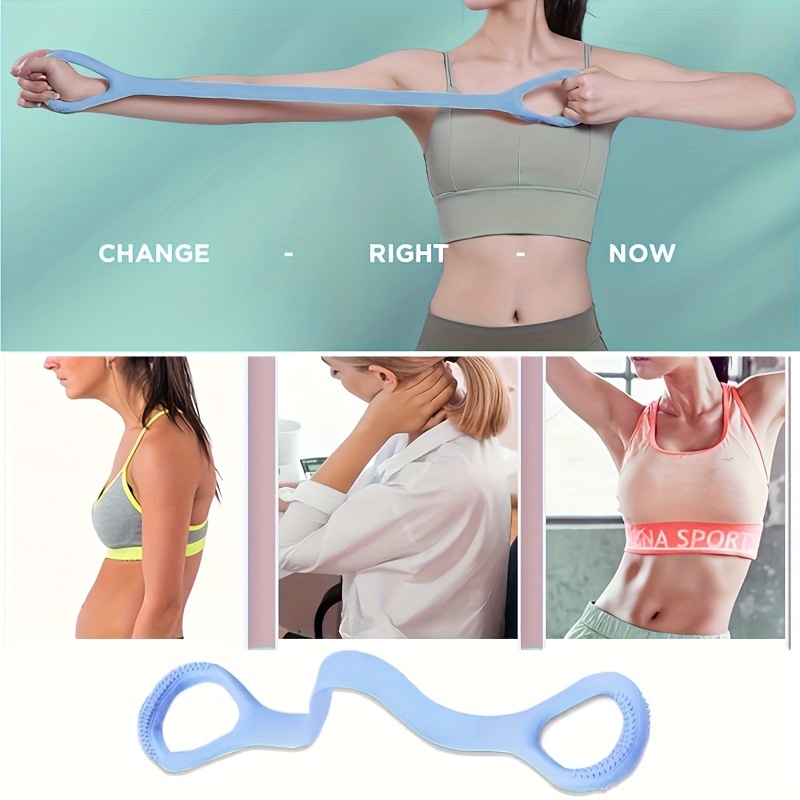 1pcs High-Elastic Resistance Bands for Fitness & Elastic Yoga Resistance Band for Back Stretch - Exercise - Multifunctional Figure 8 Chest Expander with Non-Slip Massage Handles for Home & Gym Workouts