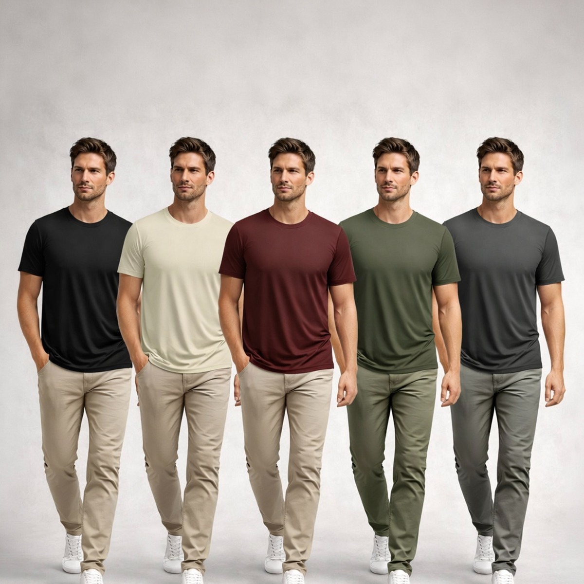 TF Clothing | Pack of 5 Unisex Multicolour Summer Plain Basic Half Sleeve Trendy Casual Wear t shirts for men