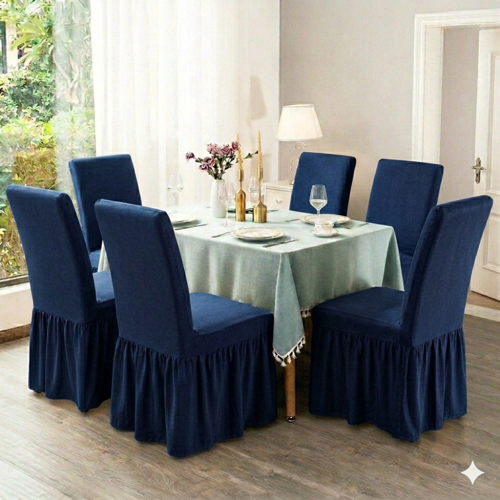 Dinning Chair (without arm rest )  Frill Chair Cover  Modern new Design with Trendy Look  Set of 4 , 6 , 8 Pieces of Chair Covers