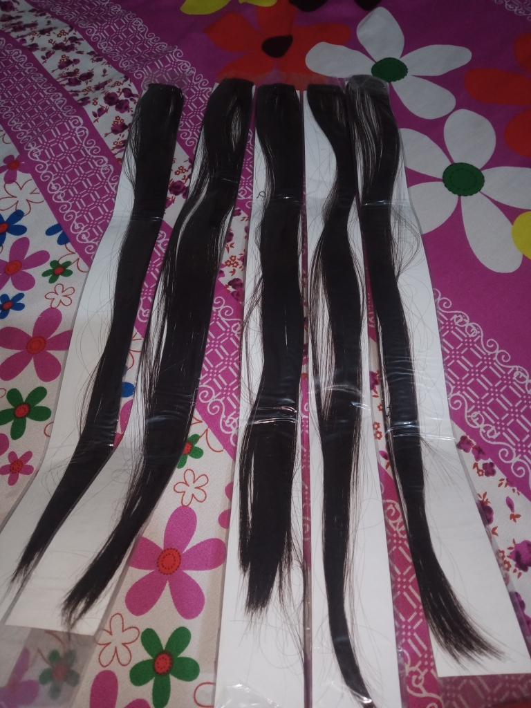 Pack Of 6 Long Straight Synthetic Clip in on Hair Extensions Piece Bundle Offer - Black